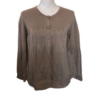CHICAMA COTON PIMA TAN MAUVE CARDIGAN LONG SLEEVED MEDIUM stained